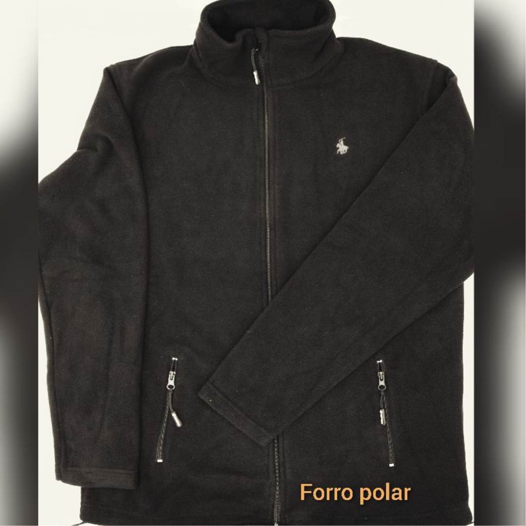 Chaqueta de Forro Polar Negra con Cremallera