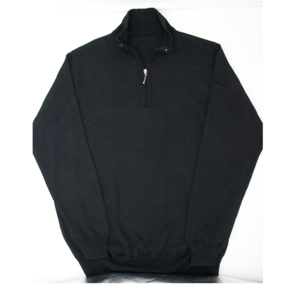 Jersey Negro de Hombre con Cremallera y Cuello Alto