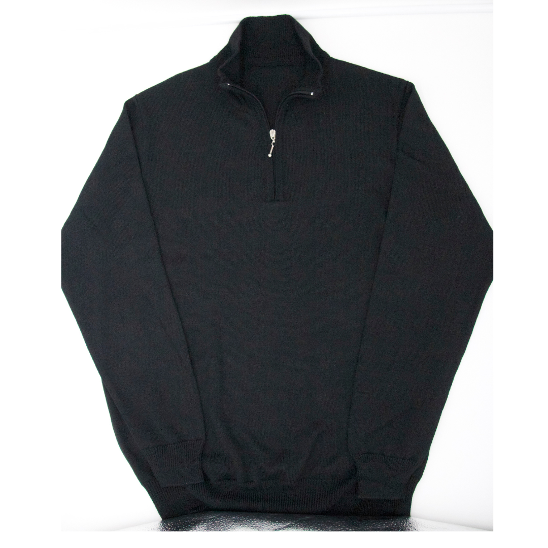 Jersey Negro de Hombre con Cremallera y Cuello Alto
