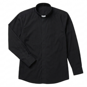 CAMISA NEGRAS CUELLO CLERIMAN MANGA LARGA
