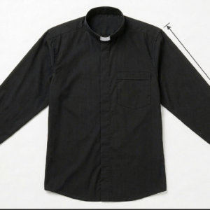 CAMISA NEGRAS CUELLO CLERIMAN MANGA LARGA 66cm