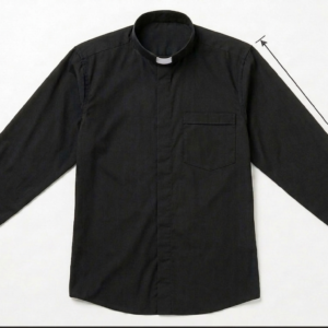 CAMISAS NEGRAS CUELLO CLERIMAN MANGA LARGA 70cm